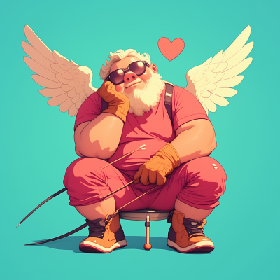 Quirky Cartoon Cupid Pig