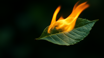 Fire on Green Leaf