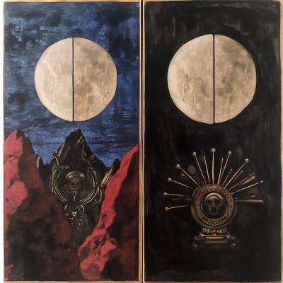 Surreal Moon Oracle Diptych