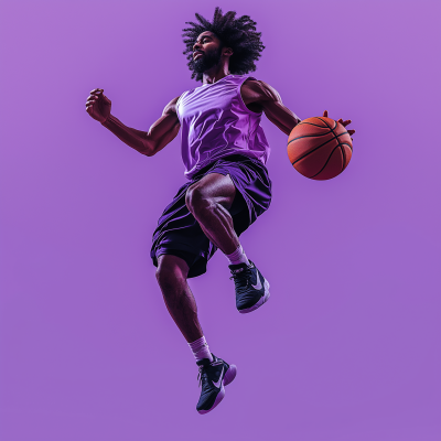 Afro Man Jumping for Basketball