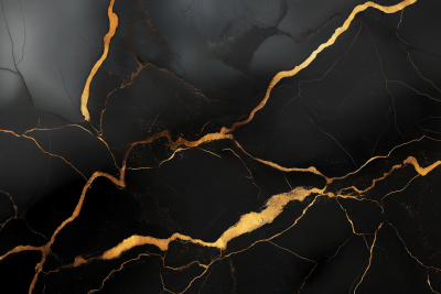 Elegant Black Marble with Gold Details