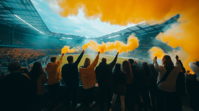 Friends Celebrating with Flares