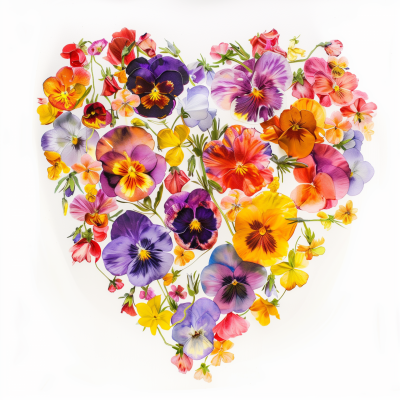 Watercolor Heart of Flowers