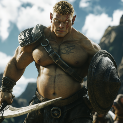 Epic Half-Orc Battle Scene