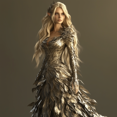 Elven Queen in Silver Leaves