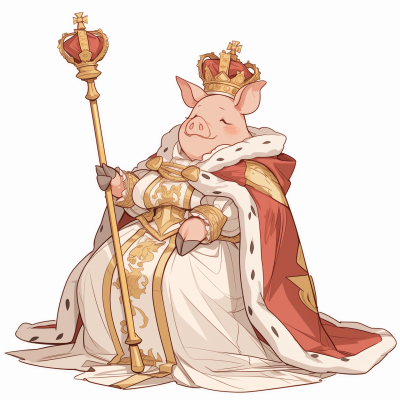 Queen Pig Cartoon Sticker