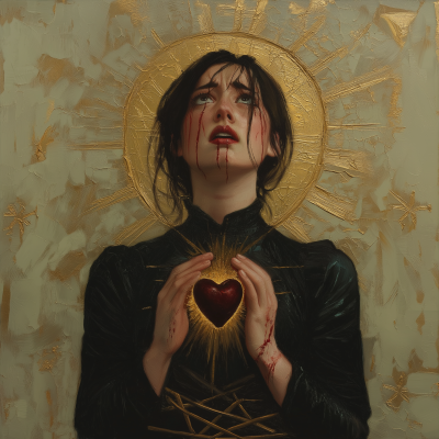 Victorian Gothic Woman with Sacred Heart