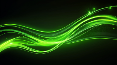 Wavy Green Neon Line Background