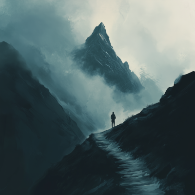 Mountain Climber in Mist