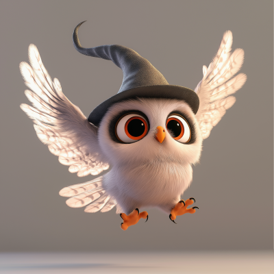 Flying Owl in Witch Hat