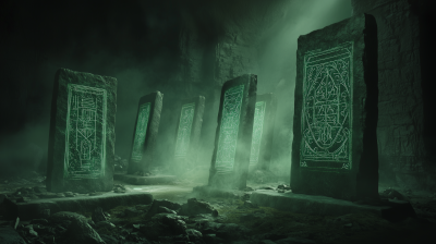 Mystical Cavern with Stone Tablets