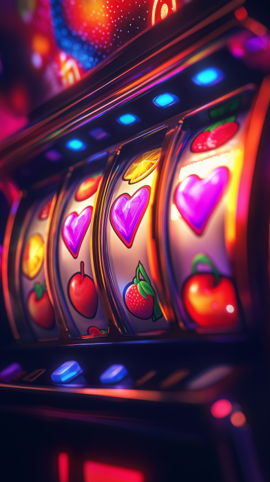 Neon Fruit Machine Close Up