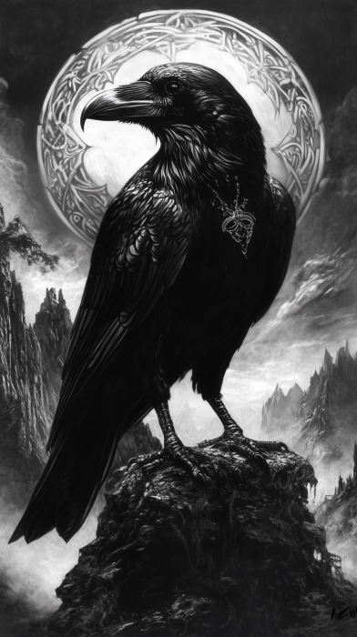 Pencil Drawing of a Raven