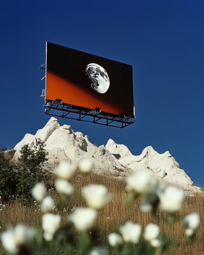 Mountain Landscape with Billboard