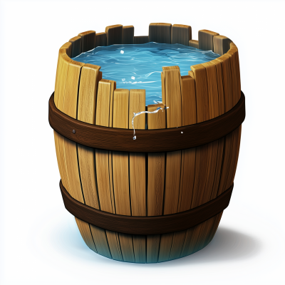 Wooden Barrel with Shining Water