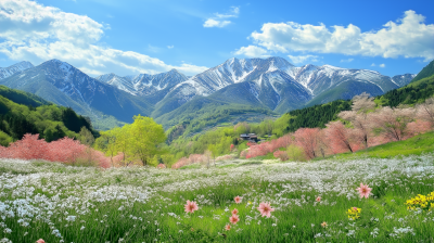 Southern Nagano Mountain Ranges in Spring