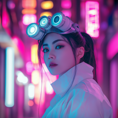 Futuristic Portrait of a Young Woman