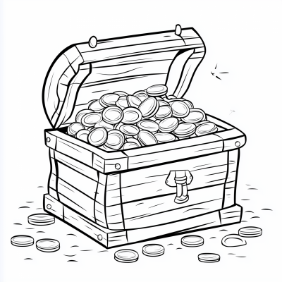Cartoon Treasure Chest Coloring Page