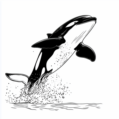 Orca Jumping Coloring Page