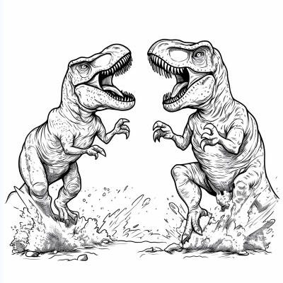 Coloring Book Page of Two Ts