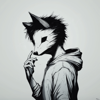 Manga Character with Wolf Mask