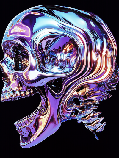 Surreal Chrome Skull