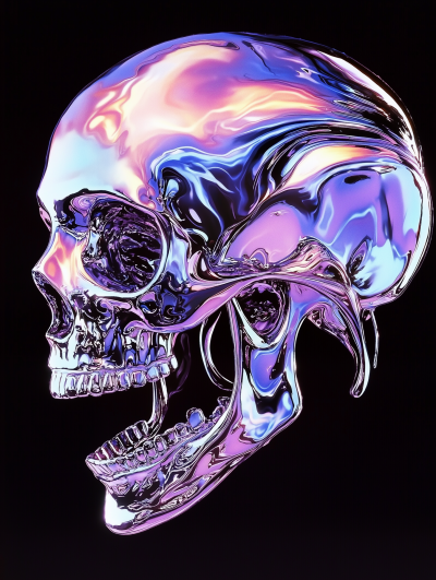 Surreal Chrome Skull