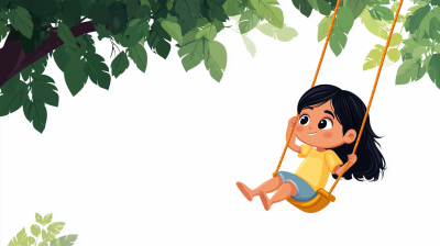 Swinging Girl Illustration