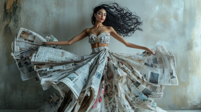 Fashion Model in Unique Dress