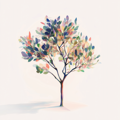 Psychedelic Tree on White Background