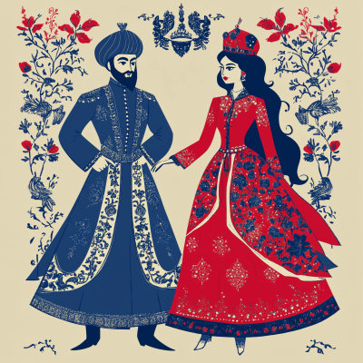 Minimal Qajar Style Illustration
