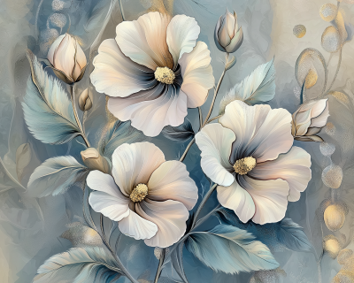 Floral Hollyhocks