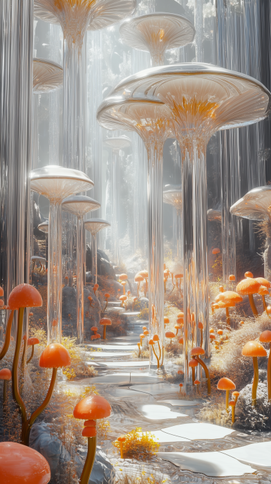 Surreal Catwalk in a Sci-Fi Garden