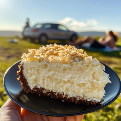 White German Chocolate Cake with a Cheesecake Center
