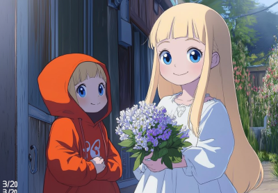 Blonde Girl and Little Red Riding Hood
