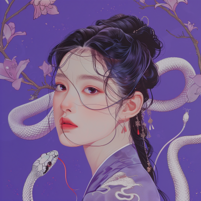 Chinese Girl with White Snake