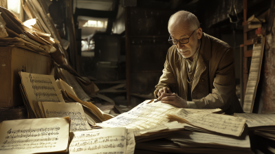Sad Old Man in Archive