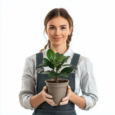 Woman with Potted Plant