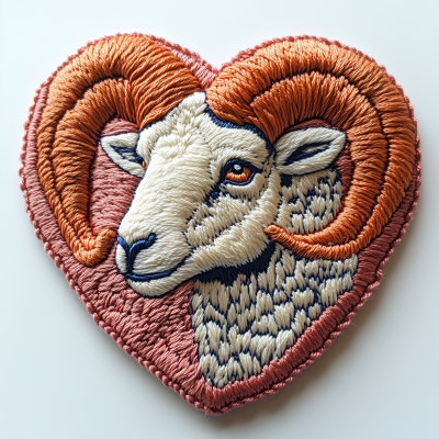 Embroidered Ram Heart Design