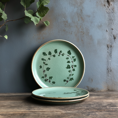 Holly and Mistletoe Sgraffito Plate