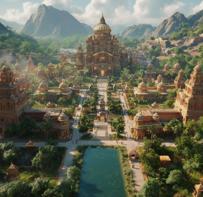 Aerial View of Ancient Indian City