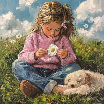 Little Girl with Daisy