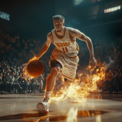 Flaming Basketball Player