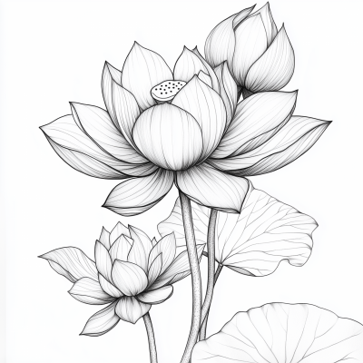 Mango Style Lotus Drawing