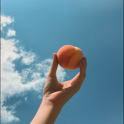 Hand Holding a Peach