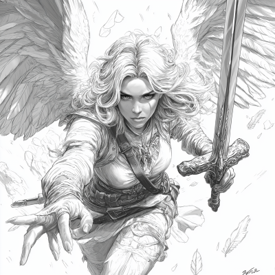 Flying Angel with Sword