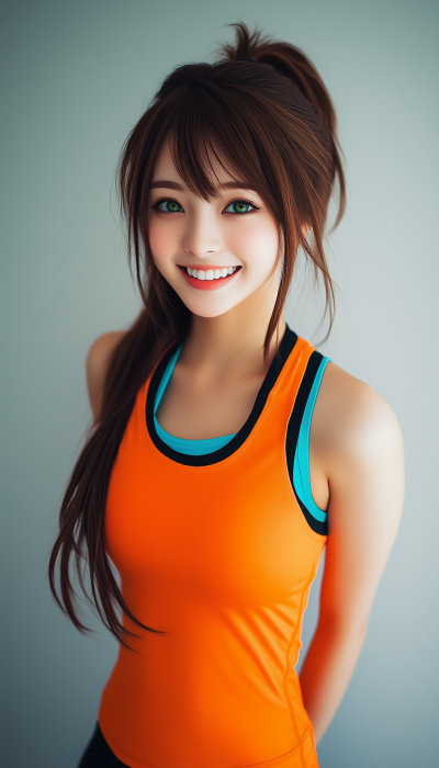 Cheerful Young Woman in Workout Outfit