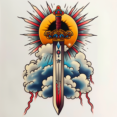 Colorful Traditional Tattoo Style Drawing