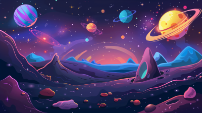 Vibrant Outer Space Galaxy