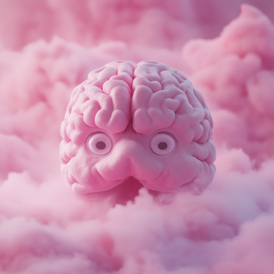 Anatomically Correct Brain in Pink Fog